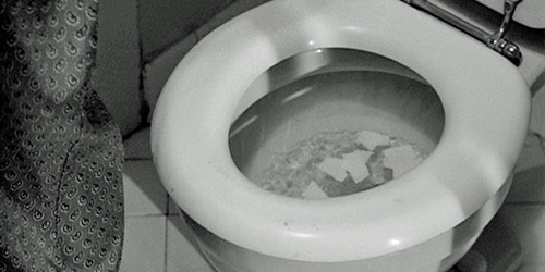 Of course, the most shocking thing in Psycho was the presence of a toilet that was actually flushed. Another Hitchcock first!