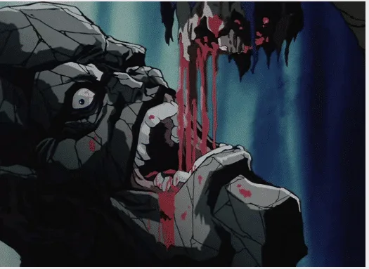 Stone Demon drinking blood from severed limb.