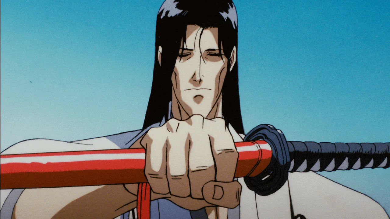 A samurai with VERY broad shoulders.